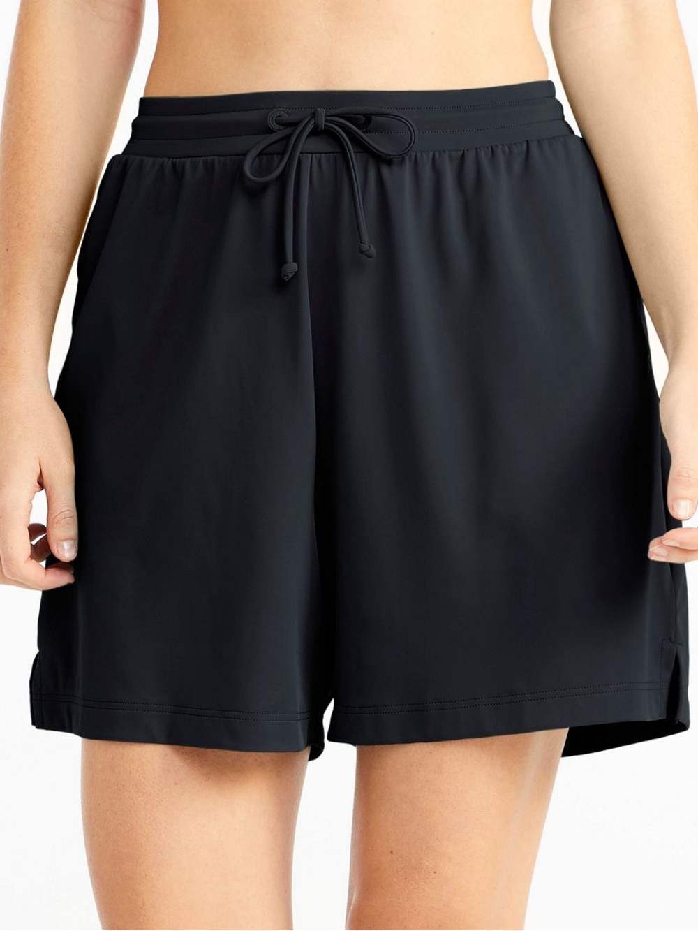 L.L. Bean Women's Black BeanSport Swimwear Pull-On Drawstring Shorts - Medium